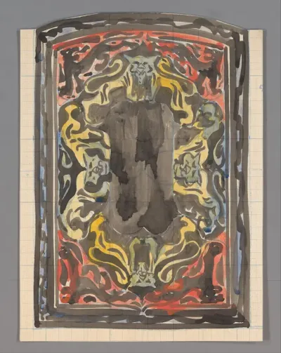 Ontwerp voor een tegeltableau met leeuwen