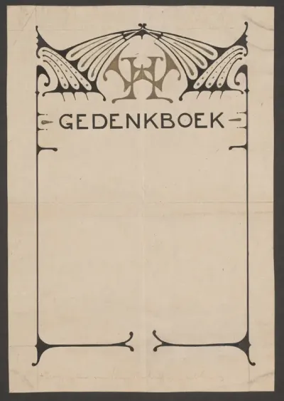 Ontwerp voor een titelpagina voor een gedenkboek ter gelegenheid van het huwelijk van Koningin Wilhelmina en Hertog Hendrik
