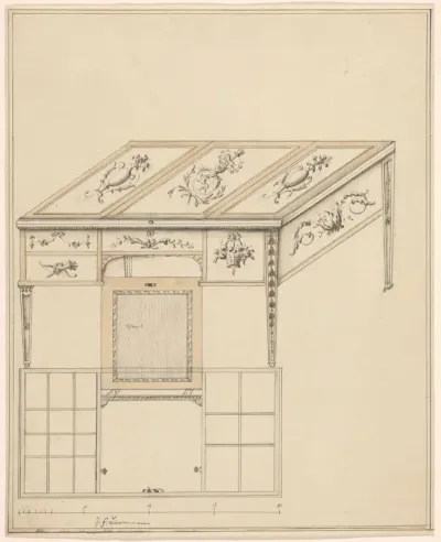 Ontwerp voor een toilettafel (poudreuse)