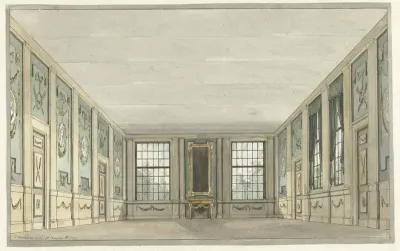 Ontwerp voor een toneeldecor van een interieur