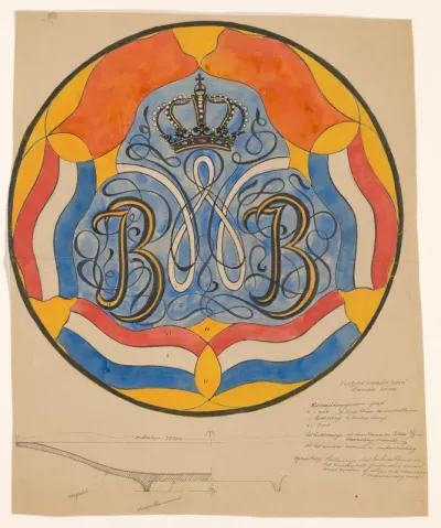 Ontwerp voor een verguld emaille bord