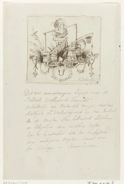 Ontwerp voor een vignet voor: De Politieke Hollandsche Koemarkt, 1787