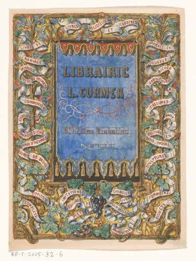 Ontwerp voor een visitekaartje van boekhandel Léon Curmer te Parijs