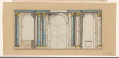 Ontwerp voor een wanddecoratie met gemarmerde Korinthische zuilen