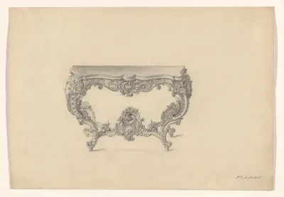 Ontwerp voor een wandtafel in neo-rococo stijl