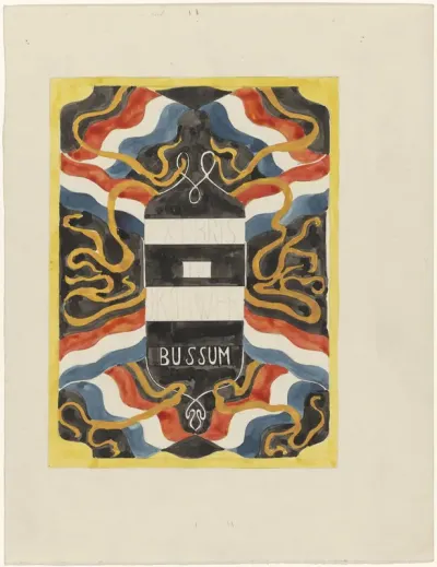 Ontwerp voor ex libris van ingenieur J. Kouwer te Bussum