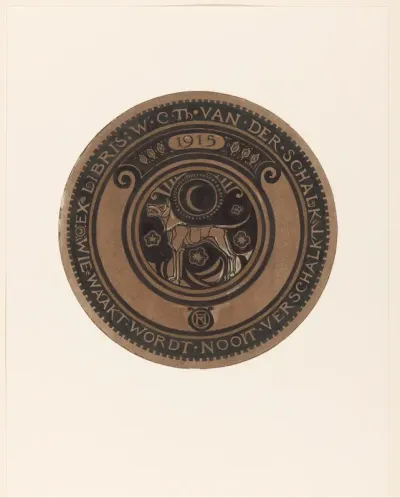 Ontwerp voor ex libris van W.C.Th. van der Schalk