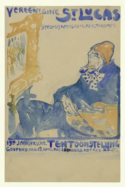 Ontwerp voor het affiche van de 19e jaarlijkse Tentoonstelling van Vereening St. Lukas in het Stedelijk Museum te Amsterdam