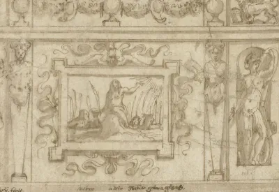 Ontwerp voor het apparaat voor Aretino's 'La Talanta'