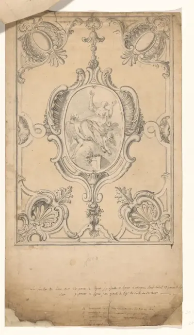 Ontwerp voor het beslag van een boekband, met de hemelvaart van Maria