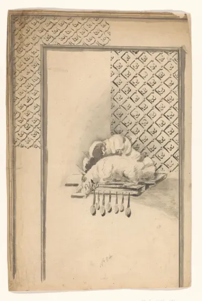 Ontwerp voor het beslag van een boekband met het lam op het boek met de zeven zegels