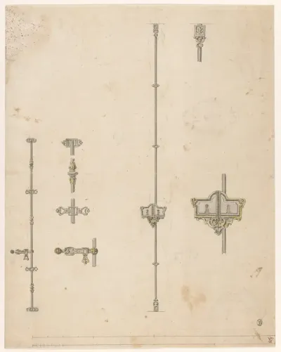 Ontwerp voor het metalen sluitwerk van een raam en een deur