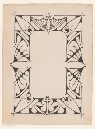 Ontwerp voor het opdrachtblad van: W. Zaalberg, De rots waarop wij bouwen, 1899