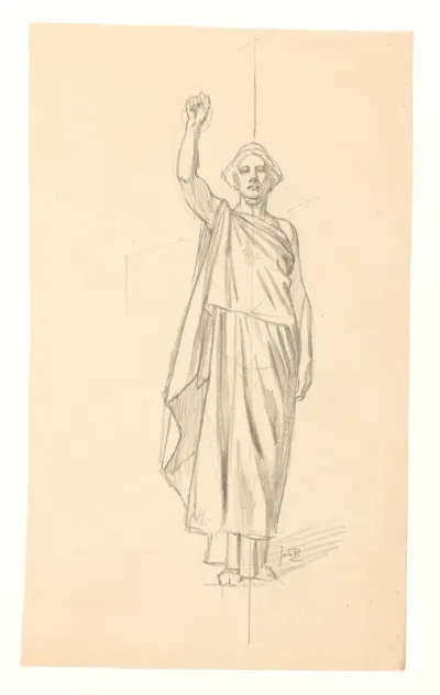 Ontwerp voor illustratie in De Amsterdammer: Justitia (28 Augustus 1920)