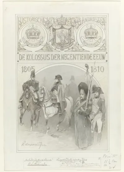 Ontwerp voor illustratie voor De Kolossus der Negentiende Eeuw door P.J. Andriessen (Groot Plaat, blz. 41); scène uit het leven van Napoleon