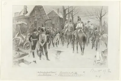 Ontwerp voor illustratie voor De Kolossus der Negentiende Eeuw door P.J. Andriessen (Groot Plaat, blz. 63); scène uit het leven van Napoleon