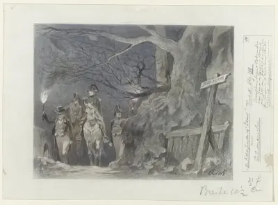 Ontwerp voor illustratie voor De Kolossus der Negentiende Eeuw door P.J. Andriessen (Textill., blz. 108); scène uit het leven van Napoleon