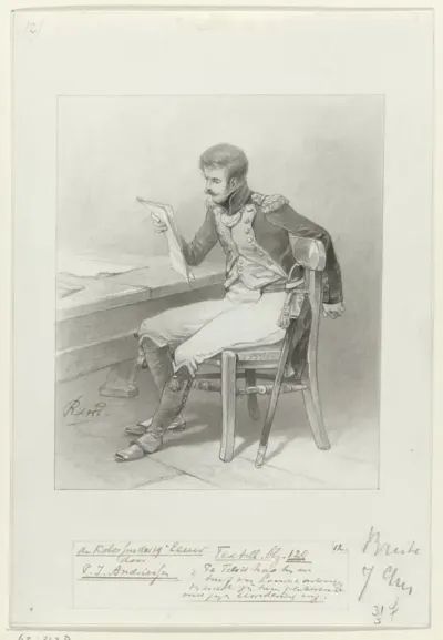 Ontwerp voor illustratie voor De Kolossus der Negentiende Eeuw door P.J. Andriessen (Textill., blz. 129); scène uit het leven van Napoleon