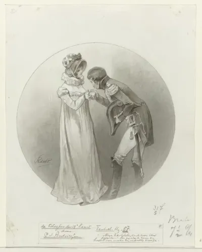 Ontwerp voor illustratie voor De Kolossus der Negentiende Eeuw door P.J. Andriessen (Textill., blz. 57); scène uit het leven van Napoleon