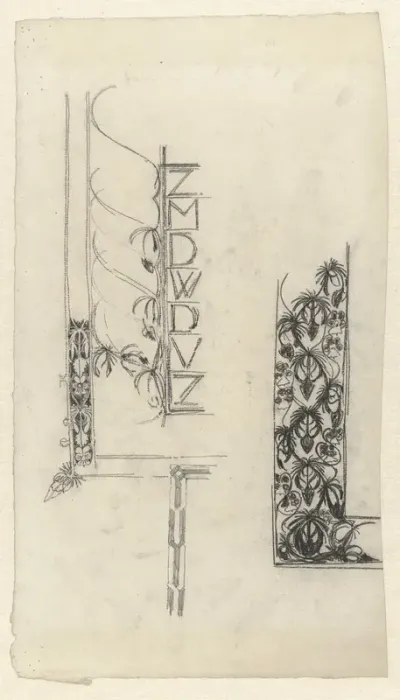 Ontwerp voor kalender van 1901: ornamentale randwerk