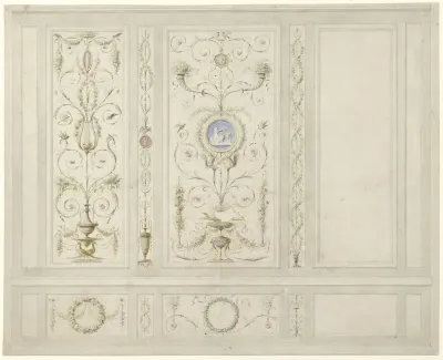 Ontwerp voor kamerversiering: twee ornamentale panelen