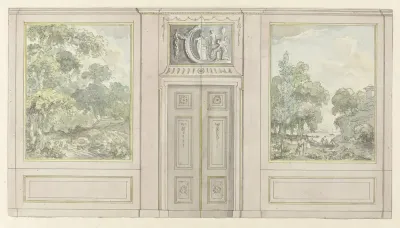 Ontwerp voor kamerwand met twee varianten voor het bovendeurstuk
