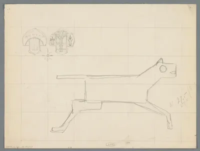 Ontwerp voor ornamenten en een rennende hond