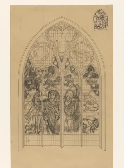 Ontwerp voor raam in de Frederik van Sierck-kapel in de Dom te Utrecht: de verkondiging aan de herders