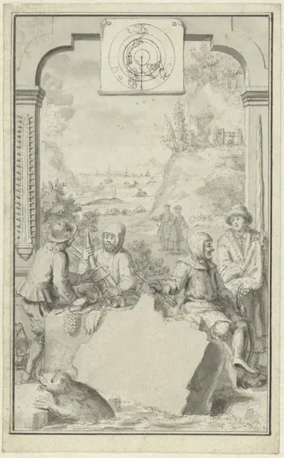 Ontwerp voor titelpagina voor Hedendaagsche Historie, deel VII