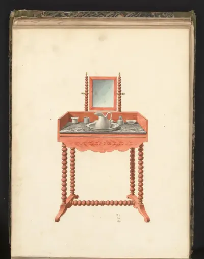 Ontwerp voor toilettafel met spiegel