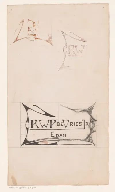 Ontwerp voor vignet R.W.P. de Vries Jr. Edam