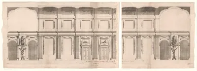 Ontwerp voor zuidelijke galerij met trappen in het Stadhuis op de Dam te Amsterdam