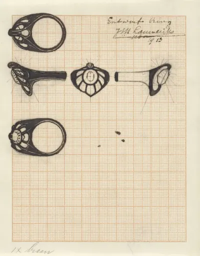 Ontwerpen voor een broche en een ring