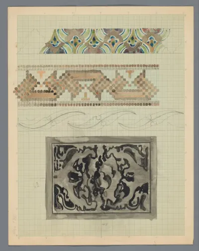 Ontwerpen voor een kleed met ornamentale randen