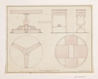 Ontwerpen voor een ronde tafel op een drievoet