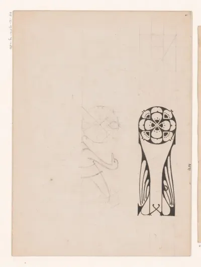 Ontwerpen voor een titelhoofd met een zwaan en bloem