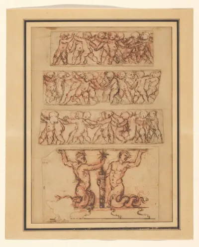Ontwerpen voor een wandtafel en friezen