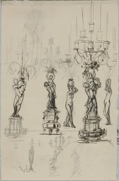 Ontwerpen voor kandelabers met figuren