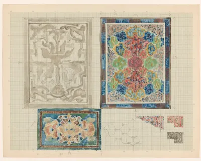Ontwerpen voor kleden of tableau's met monogrammen van scheepvaartmaatschappijen