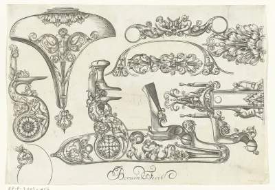 Ontwerpen voor onderdelen van musket of haakbus