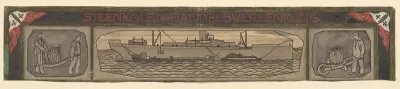 Ontwerptekening voor bovenkant van tegeltableau ter ere van het 25-jarig bestaan van de Steenkolen-Handelsvereeniging
