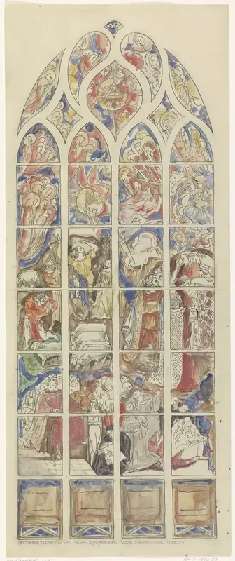 Ontwerptekening voor een raam in de Nieuwe kerk te Delft