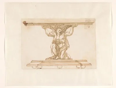 Ontwerptekening voor een tafel met een geprofileerd blad