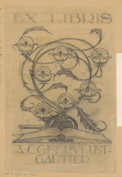 Ontwerptekening voor ex libris van A.C. Geervliet-Gautier