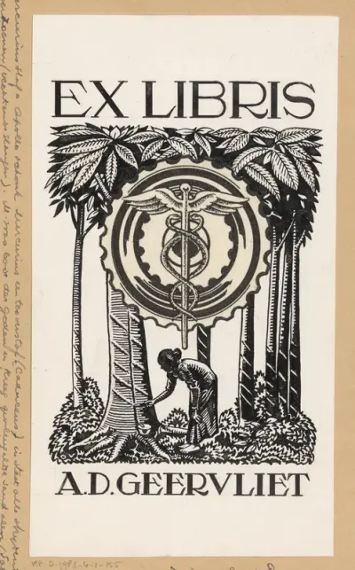 Ontwerptekening voor ex libris van A.D. Geervliet