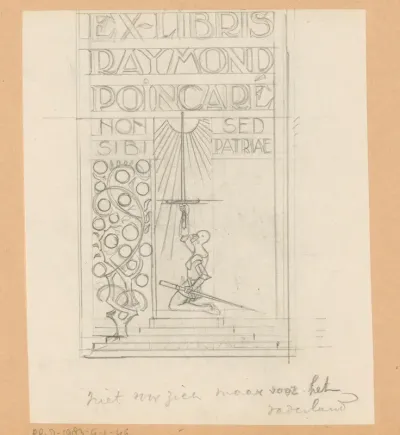 Ontwerptekening voor ex libris van Raymond Poincaré
