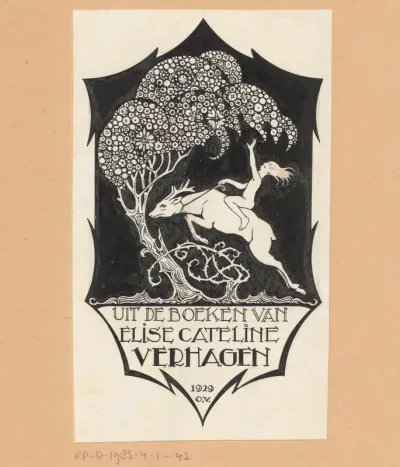 Ontwerptekening voor het ex libris van Elise Cateline Verhagen