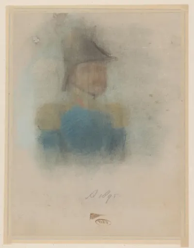 Onvoltooide en afgekeurde schets voor een portret van officier