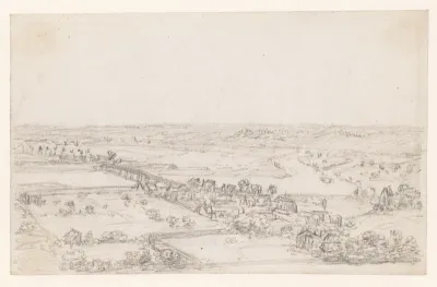 Onvoltooide schets van een heuvellandschap