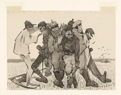 Oogst 1918. Moderne korenschoof